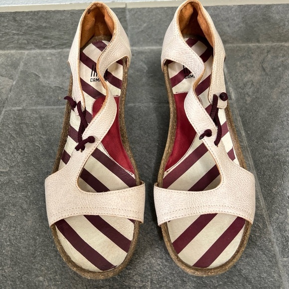 Camper x Lilith Ivory Leather Open Toe Comfort Sandals - Picture 1 of 8